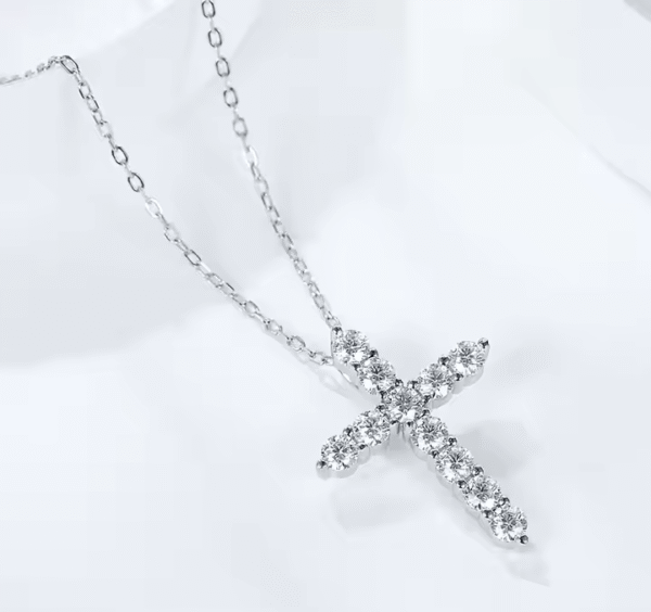 Moissanite Cross Pendant - Image 3