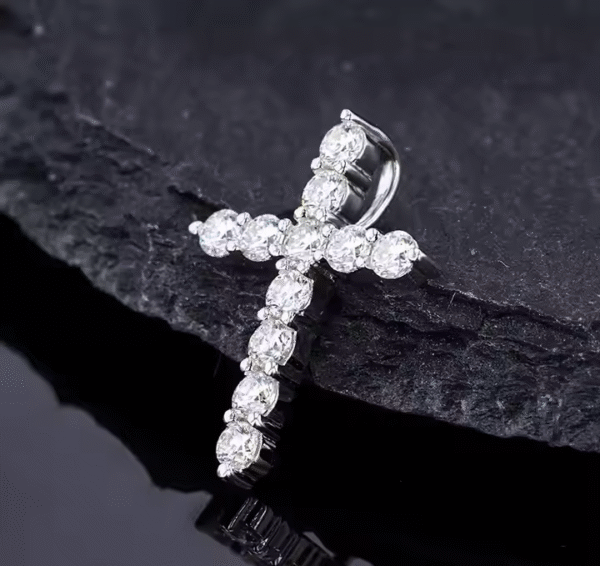 Moissanite Cross Pendant - Image 2