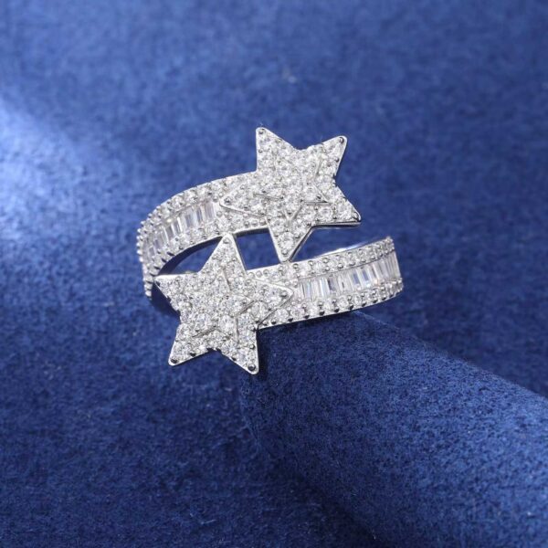 Moissanite Baguette Star Ring - Image 5