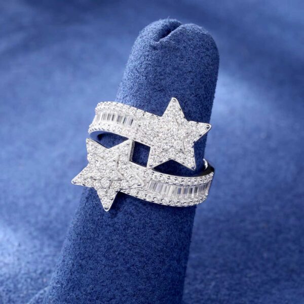 Moissanite Baguette Star Ring - Image 4
